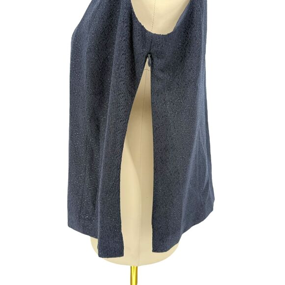 VTG Talbots Shell Tank Top 12W PETITE Navy Blue Shimmer Evening Lined Side Zip - Picture 6 of 15